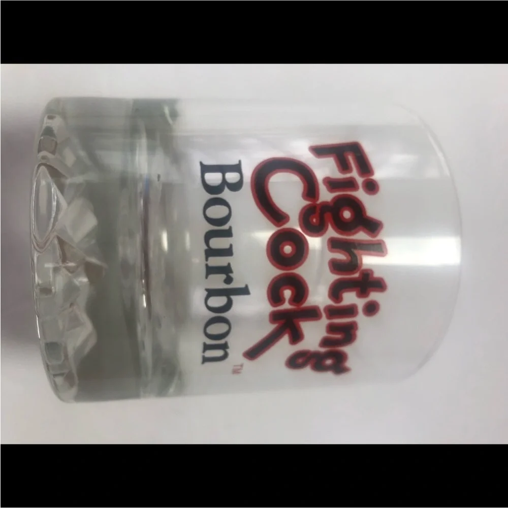 Fighting Rooster Kentucky Straight Bourbon Whiskey Double Clear‎ Bar Glass